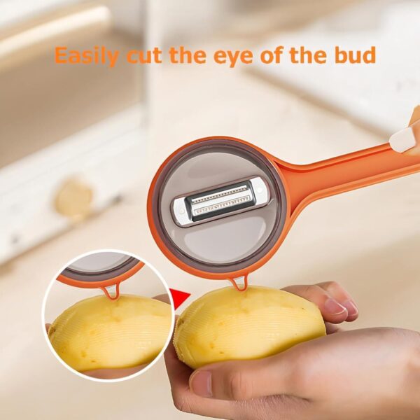 2PCS Double-Sided Stainless Steel Blade Peeling Knife with Storage Box, 2025 New Peeling Knife with Storage Box, Multi-Function Vegetable Fruit Peeler, Fast Peeling, Easy To Clean (Green*Orange) - Image 2