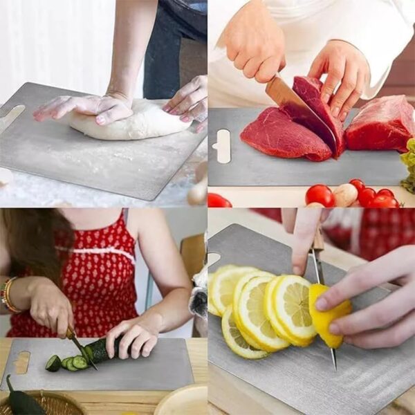 Titanium Cutting Board,Titanium Cutting Boards for Kitchen,304 Stainless Steel Food Grade Cutting Board for Meat Fruit & Vegetable(13.4*9in) - Image 2