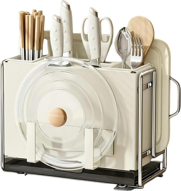 Universal Knife Block Holder,  Kitchen Knife Holder Storage Organizer, Kitchen Utensils Holder, Cutting Board Rack, Wall-mountable Dual-Use Large Volume Stable Knife Organizer 6 Slots