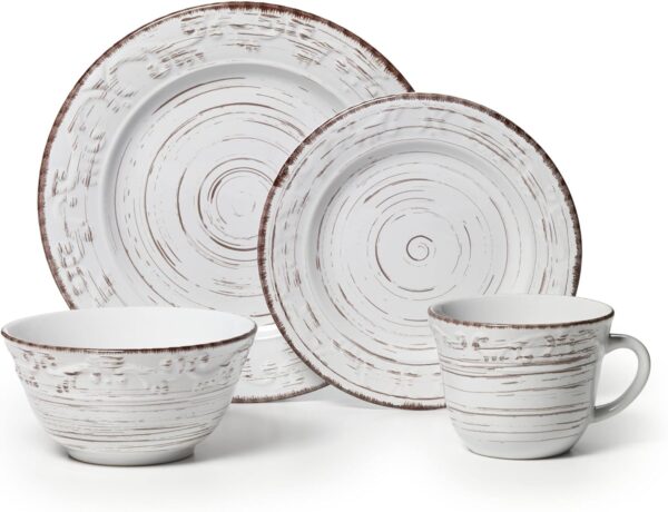 16-Piece Dinnerware Set, Service for 4, Distressed White - Image 2