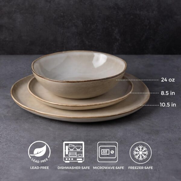 Ceramic Dinnerware Sets,Handmade Reactive Glaze Plates and Bowls Set,Highly Chip and Crack Resistant | Dishwasher & Microwave Safe Dishes Set,Service for 6 (18pc) - Image 2