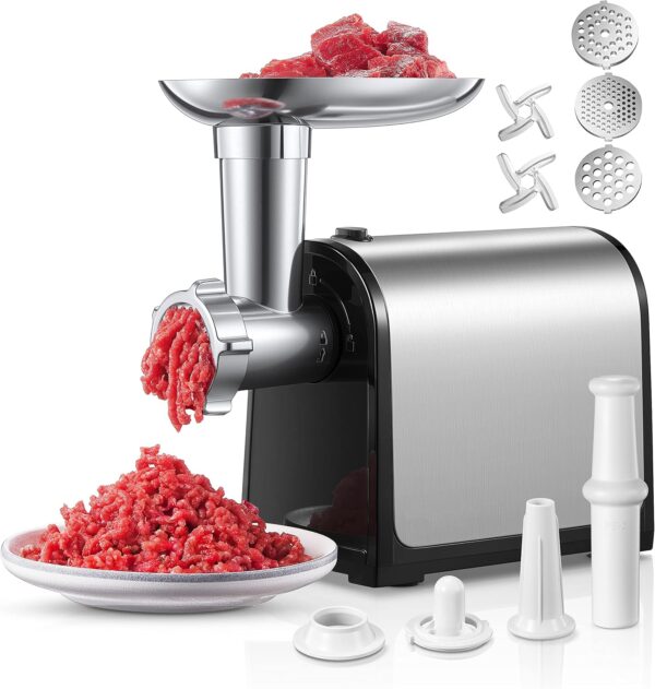 Electric Meat Grinder, 3200W Max Meat Grinders for Home Use,  3 in 1 Heavy Duty Meat Mincer with 2 Blades and 3 Plates, Sausage Stuffer Tube &  Kit, Stainless Steel